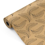 thumbnail of Bobina papel de regalo, rollo grande 62cm x 100m •kraft plumas• ideal para: tiendas negocios comercios envolver regalos cumpleaños