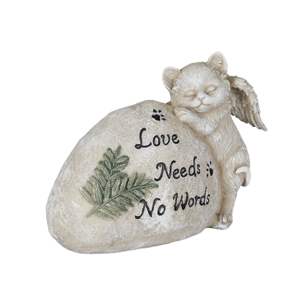 Relaxdays Grabschmuck für Katze, Gartendeko Figur, Andenken Tier, Grabstein mit Spruch, Katzenengel, wetterfest, creme