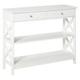 thumbnail of Mesa Consola de Entrada Recibidor con 2 Cajones 2 Estantes 100x30,5x80cm Blanco