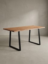 thumbnail of Esszimmertisch 180x90x76 cm Akazie Massivholz / Metall Esstisch Baumkante, Küchentisch Massiv mit Trapezbeinen in Schwarz, Holztisch Speisetisch