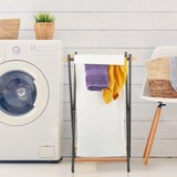 thumbnail of Relaxdays Wäschekorb, klappbar, Wäschesammler mit Deckel, Stahl & Stoff, 50 Liter, HBT: 71 x 45 x 42 cm, creme/anthrazit