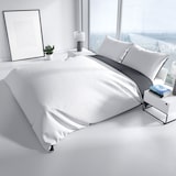 thumbnail of Baumwolle Bettwäsche Set 200x220 cm Weiß Anthrazit Wendebettwäsche mit Reißverschluss