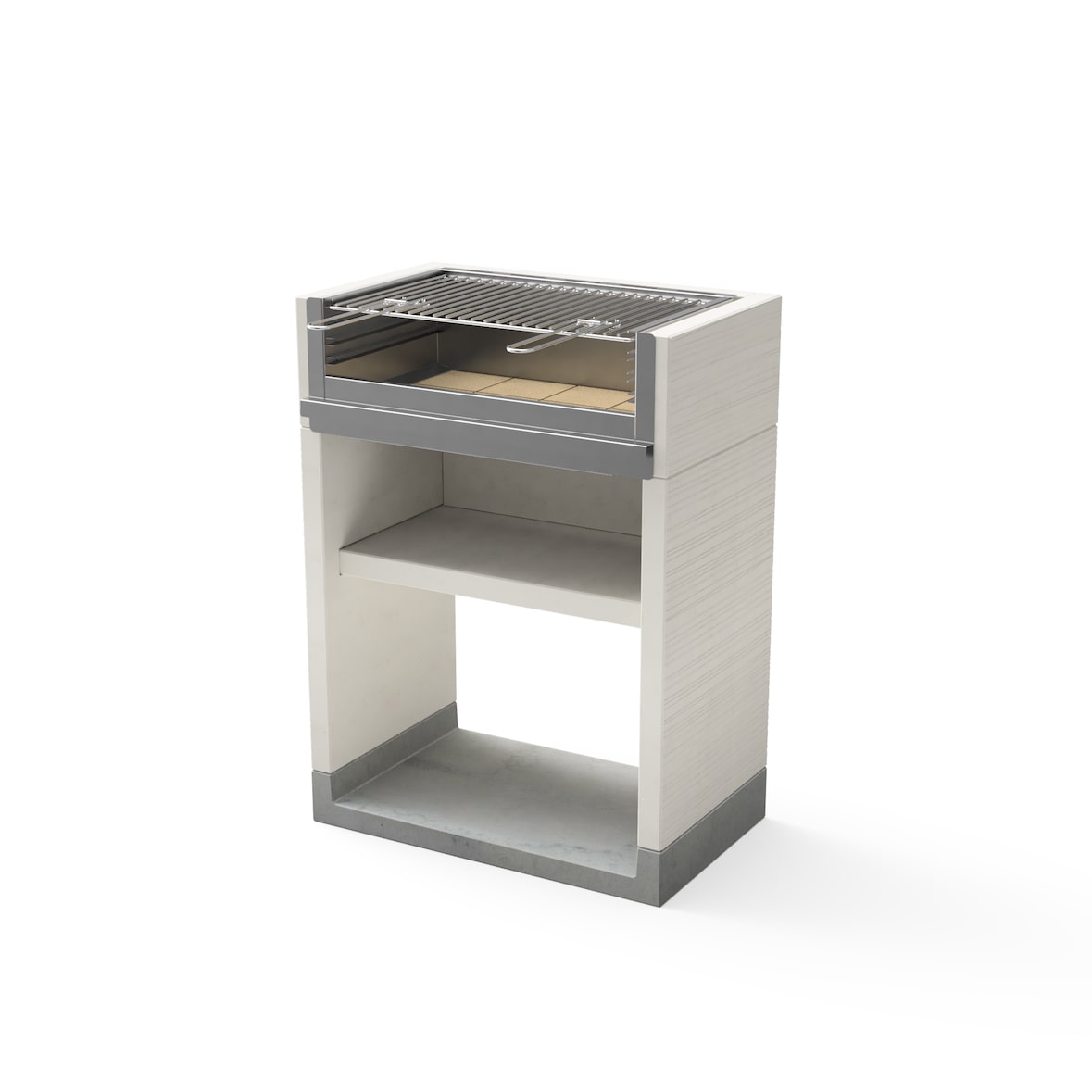 MF - VENIT FLEX Plus Inox-Modell gemauerter Grill für Holz und Holzkohle (Grau/Weiß - 78 x 47 x 106 cm) REF: T01050