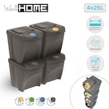 thumbnail of WellHome – Set mit 4 stapelbaren 25-Liter-Mülleimern in Grau