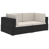 thumbnail of Ecksofas 2 Stk. mit Auflagen Poly Rattan Schwarz