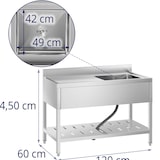 thumbnail of Royal Catering Fregadero industrial - 1 cubeta - acero inoxidable - 120 x 60 cm