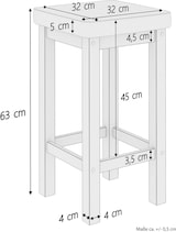 thumbnail of Holzhocker Barhocker mit verschiedenen Polsterfarben 60 cm hoch Kiefer weiß V-90.71-44WP
