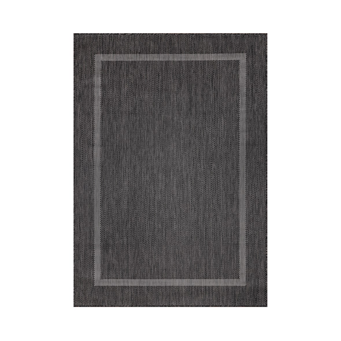 Teppich Outdoor Einfarbig Wetterfest Waschbar Strapazierfähig Balkon Terrasse Küche OEKO-TEX Schwarz 60x100 cm – ALSTER von Kadima Design