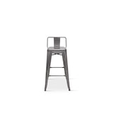 thumbnail of Lot de 4 tabourets de bar en métal brut aspect galvanisé style industriel - Avec dossier - Hauteur 76 cm