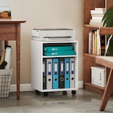 thumbnail of HOMCOM Mobile Porta Stampante con Ruote e 2 Ripiani in Legno Bianco