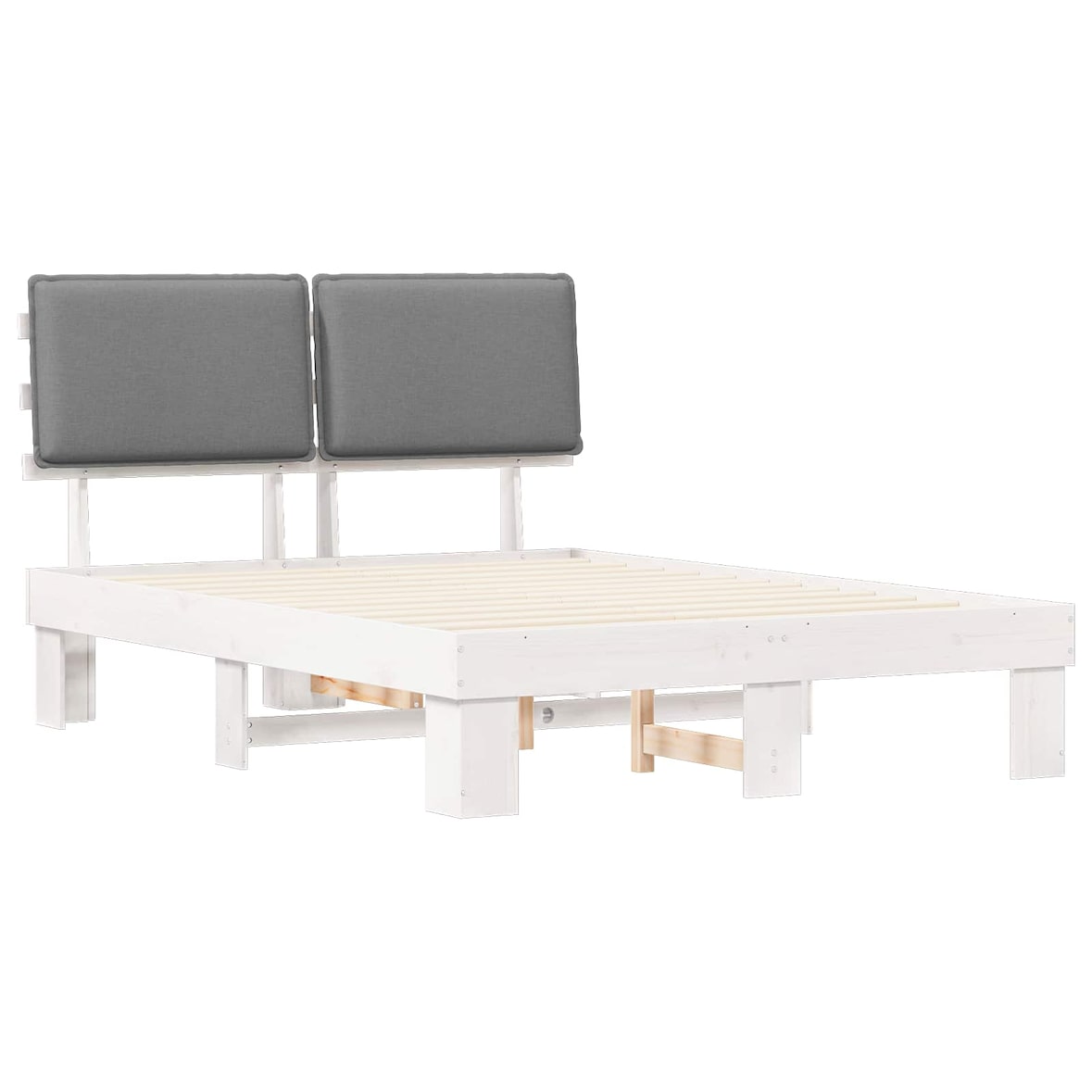vidaXL Bettgestell mit gepolstertem Kopfteil Hellgrau 135 x 190 cm