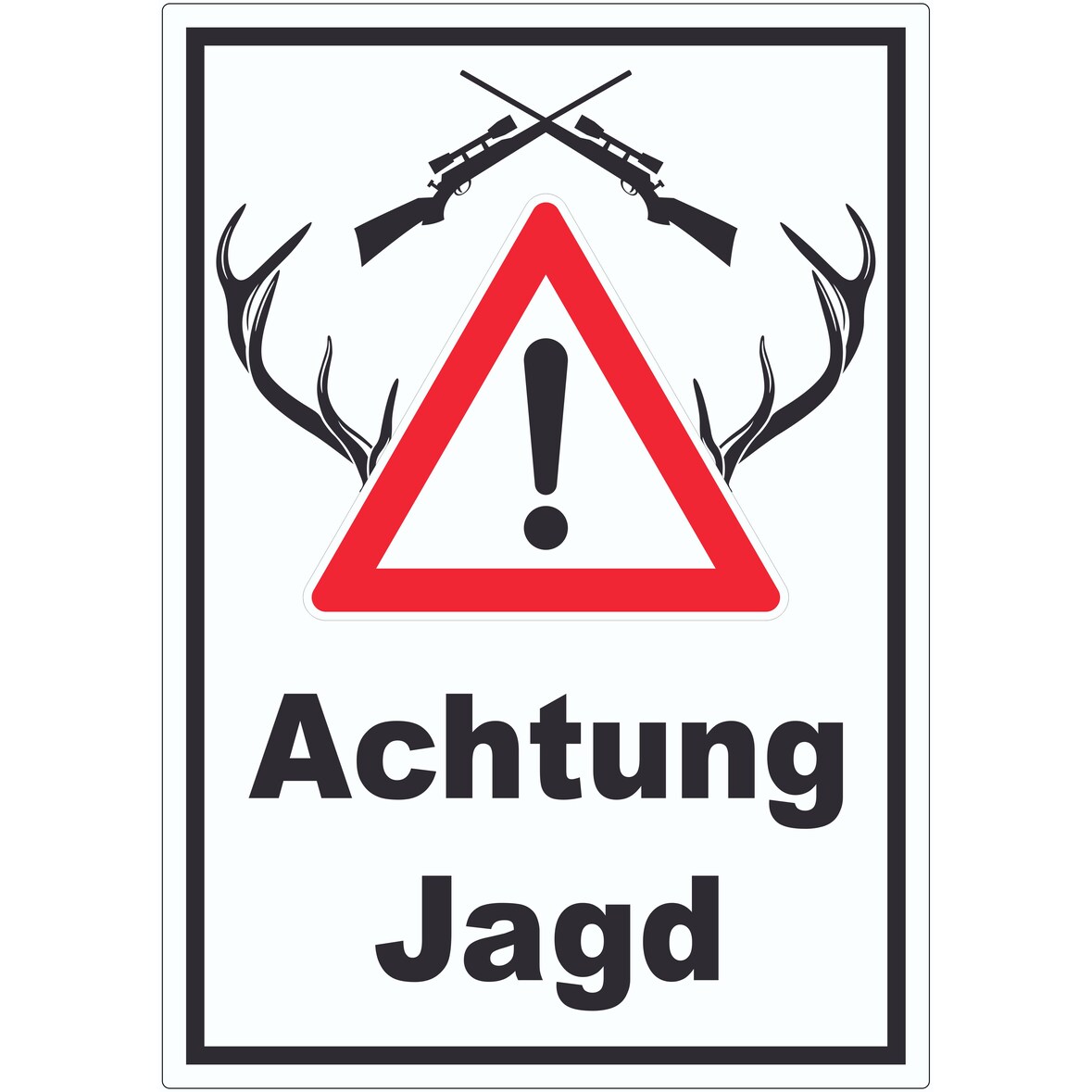 Achtung Jagd Gewehr Schild hochkant A3 (297x420mm)