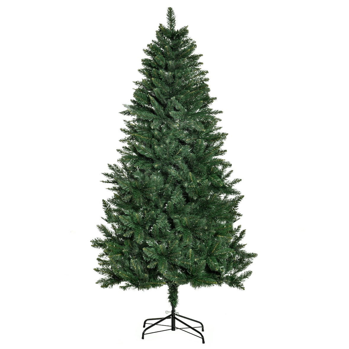 Árbol de Navidad Artificial 180 cm Ignífugo con 724 Ramas con 2 Tipos de Puntas de PVC Base Plegable  Soporte de Acero Decoración Navideña de Interior