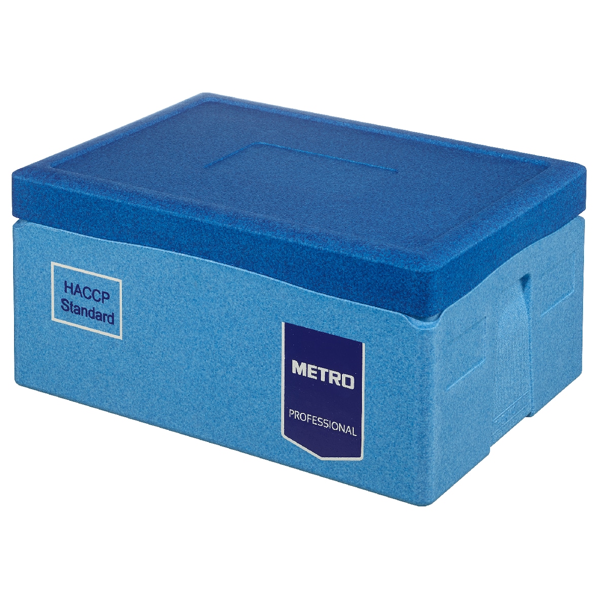 METRO Professional Thermobox Euronorm, EPP, 65 L, Toplader, mit Kühlakku-Deckel und Kunststoffeinlage, blau