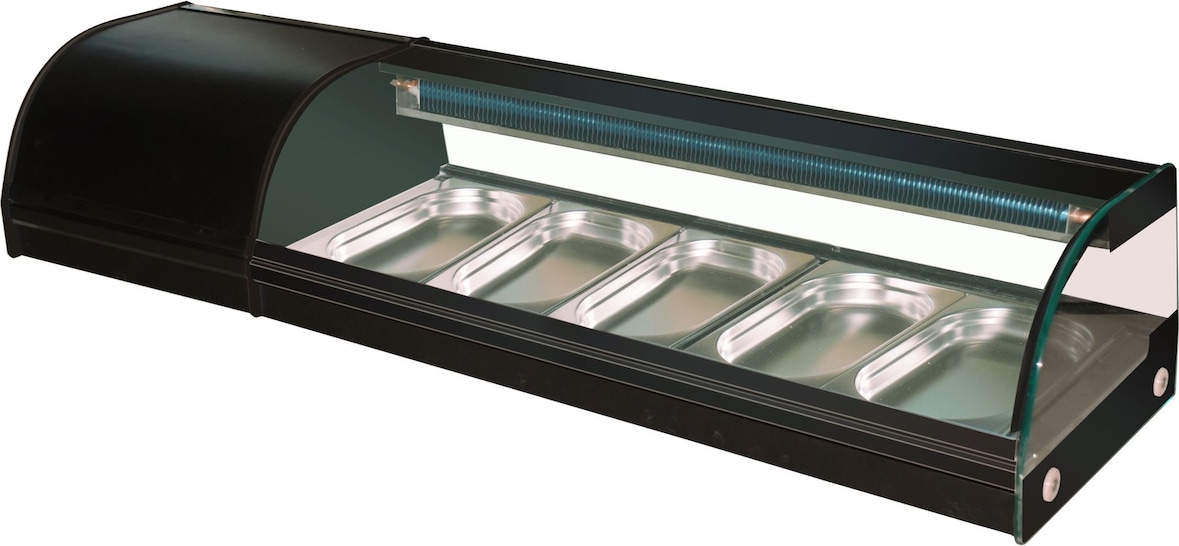 KLIMAITALIA Gekühlte Sushi-Vitrine auf der Arbeitsplatte oberem Verdampfer. Thermo digital. LED-Beleuchtung. T° 0°C/+6°C. Mod. SH150