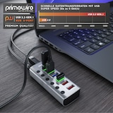 thumbnail of Primewire - USB 3.2 Gen.1 6 Port Hub aktiv schaltbar - mit Netzteil - 4 x USB 3.2 Gen1, 2X USB 3.0 mit smart Charge (Ladeports) - Alugehäuse grau