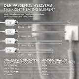 thumbnail of ECD Germany Heizstab 1200 W Weiß – Elektrischer Heizstab mit Thermostat & Temperaturregler, Heizpatrone mit Stecker für Badheizkörper &