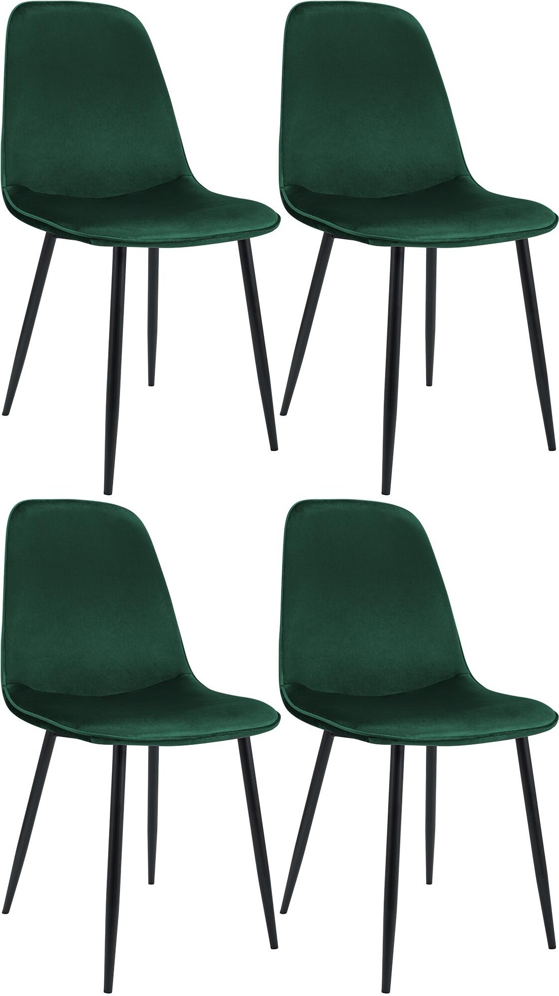 CHEFGASTRO 4er Set Esszimmerstuhl MEXICO CITY Samt HxBxT 88x45x54cm Grün Küchenstuhl