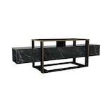 thumbnail of Dmora Fernsehschrank Dgiacint, Ständer für Wohnzimmerfernseher, Niedriges Wohnzimmer-Sideboard, TV-Ständerbasis, 160x46h50 cm, Schwarz und Gold