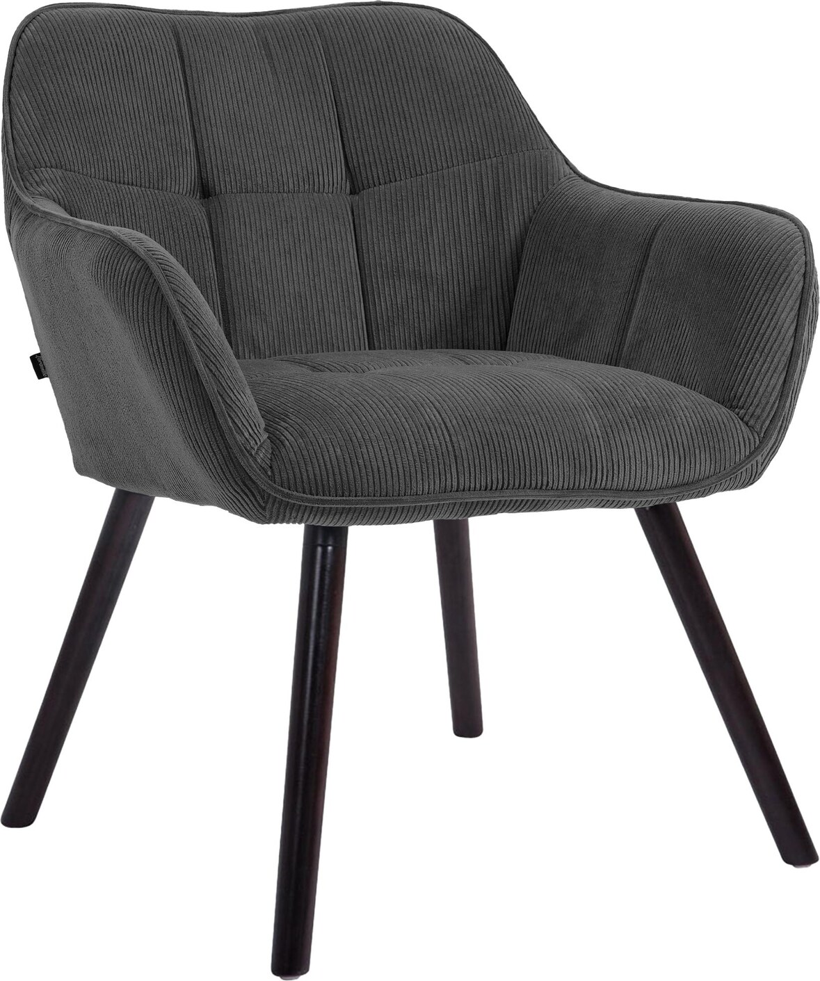 Esszimmerstuhl DUNOR - Cord Dunkelgrau 65x64x82 cm Schwarz | Essstühle Esszimmerstühle Küchenstühle Wohnzimmerstühle