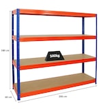 thumbnail of PROREGAL Étagère charge lourde DINO, HxLxP 180x200x60cm, 500kg par niveau, Bleu & Orange, Étagère robuste de Garage, Atelier