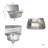 thumbnail of Ausgussbecken aus Edelstahl mit Armatur und Auflagerost
