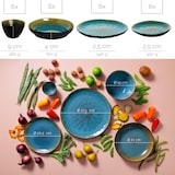 thumbnail of Palmer Serviesset Lotus Stoneware 6-persoons 24-delig Turquoise Zwart