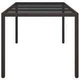 thumbnail of Mesa jardín vidrio templado ratán sintético marrón 190x90x75 cm