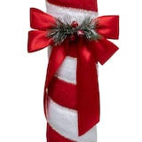 thumbnail of Déco de Noël Sucre d'orge blanc et rouge avec noeud satin H 79 cm