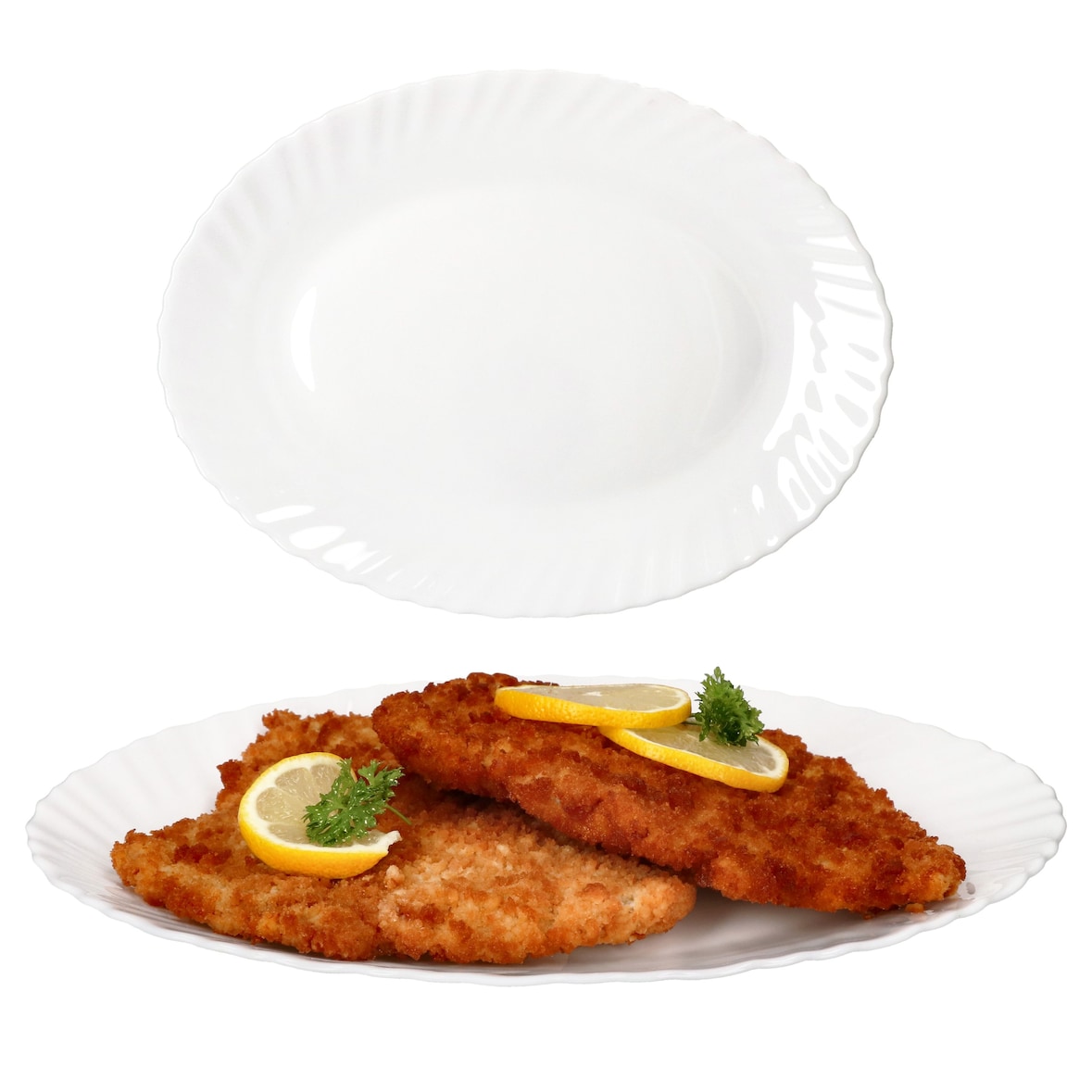 2x Servierplatte Arkona oval LxB 30x23cm Opalglas weiß Buffet-Teller Vorspeisen