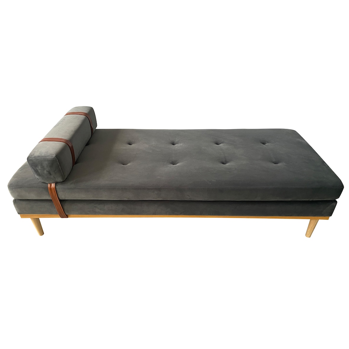 SalesFever Daybed | met hoofd- en neksteun | Fluweel | B 180 x D 75 x H 42 cm | Grijs