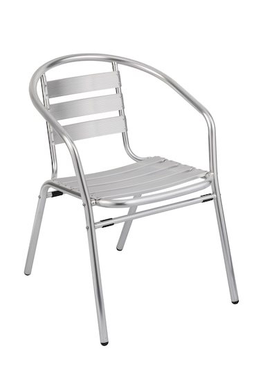 METRO PROFESSIONAL Cadeira com braços empilhável para restauração Narni, alumínio, prateado