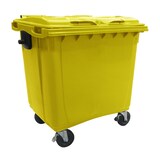 thumbnail of Contenedor para desperdicios con tapa plana y ruedas. Amarillo 800l.