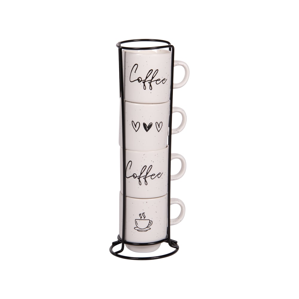 Tour de 4 tasses Sweet coffee 12 cl -  12.00 cl Blanc Rond Porcelaine Table Passion 9.00x6.00 cm