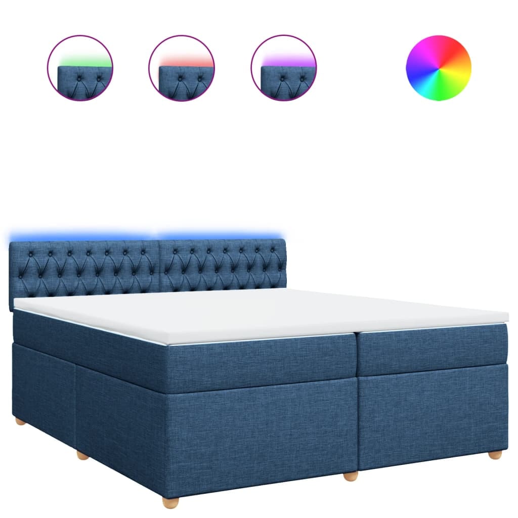 vidaXL Boxspringbett mit Matratze Blau 200x200 cm Stoff