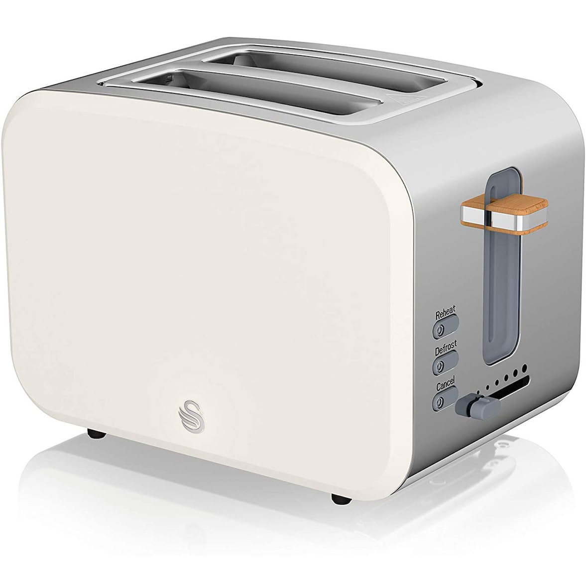 SWAN ST14610WHTNEU Toaster Breitschlitz 2 Scheiben 3 Funktionen Design Nordic, Weiß, 900W