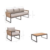 thumbnail of METRO PROFESSIONAL Outdoor-Lounge Ateo 4-tlg., Alu/Eukalyptusholz, 2 Einzelsesseln, 1 3-Sitzer Sofa, 1 Couchtisch, mehrfarbig