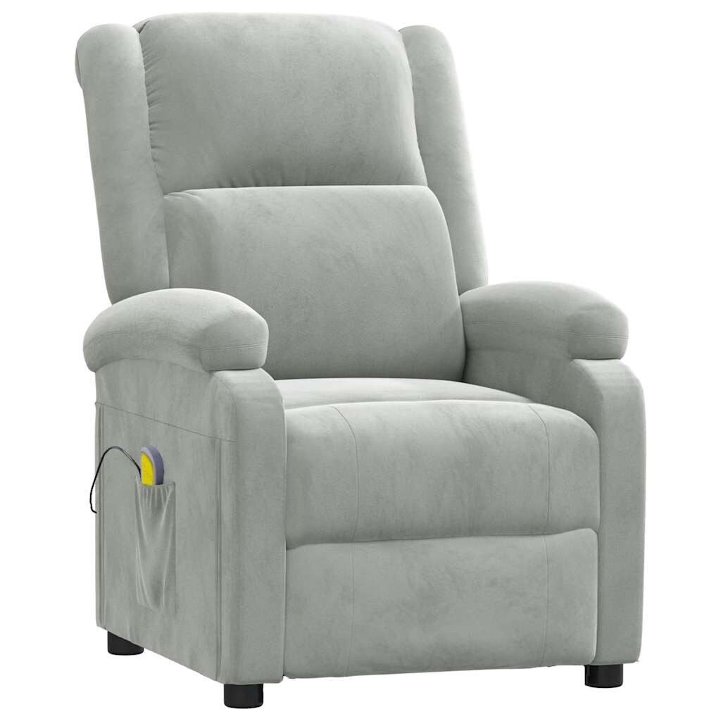 vidaXL Massagesessel Hellgrau Samt