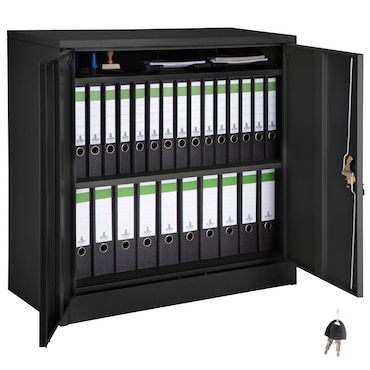 tectake Armadio portadocumenti con 3 scomparti 90 x 40 x 90 cm - nero - 402941