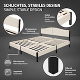 thumbnail of ML-Design Polsterbett 180x200 cm Beige, Doppelbett mit stabilem Bettgestell, Bettrahmen mit gepolstertes Kopfteil & Lattenrost, Modernes Jugendbett