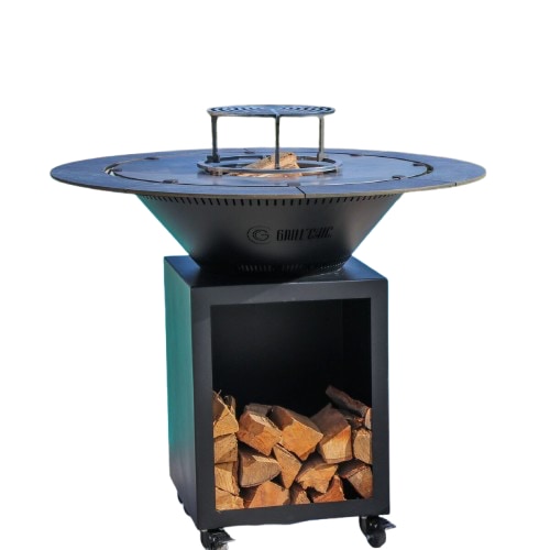 Pack Brasero Découverte - CLASSIQUE Double Cuve Acier Thermolaqué - 103 cm - Noir - Grille et Stop-Food inclus