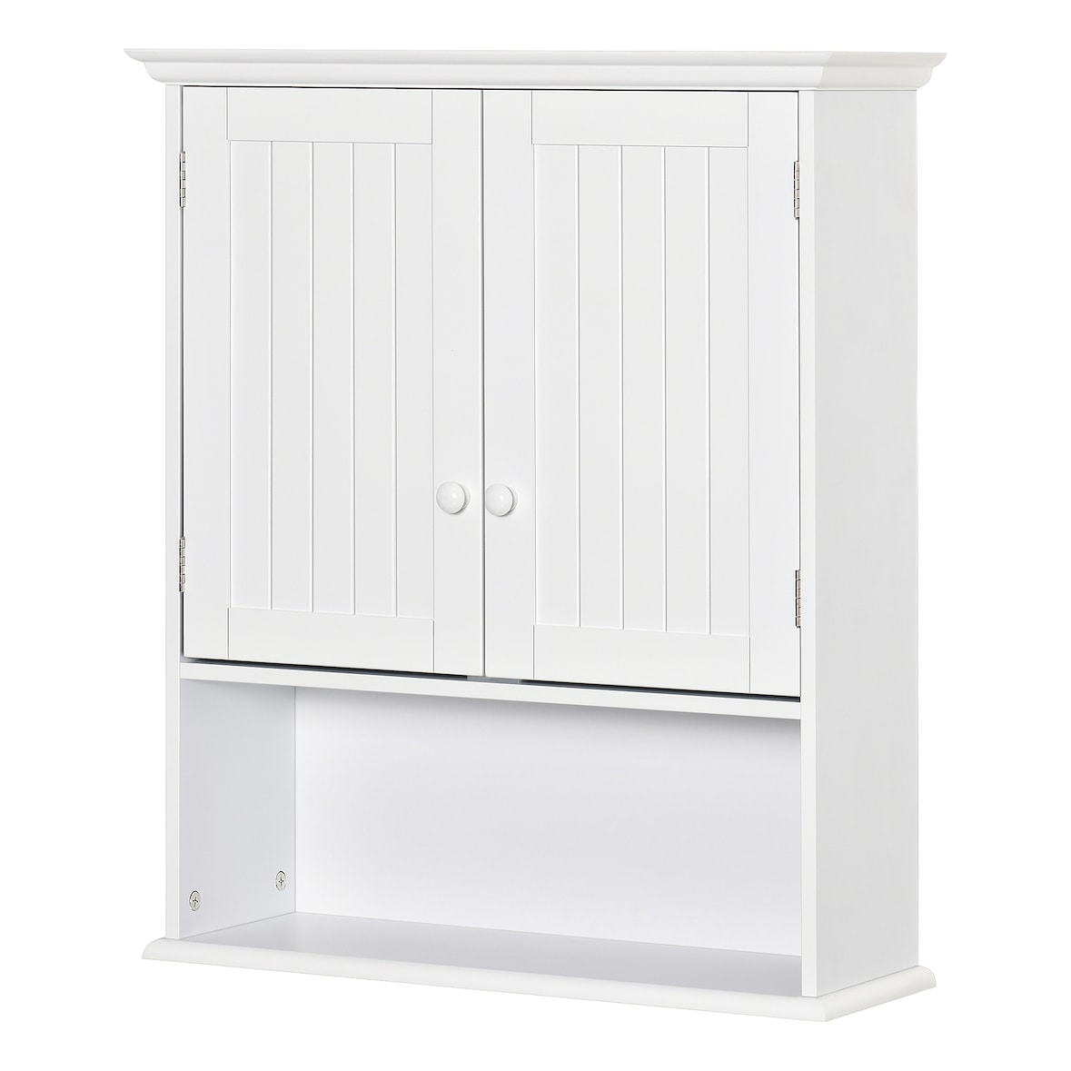 Armario Baño de Pared con 2 Puertas Estante Interior Ajustable y Compartimento Abierto Mueble Auxiliar Suspendido Multiusos para Cocina 60x20x70,5 cm