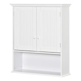 thumbnail of Armario Baño de Pared con 2 Puertas Estante Interior Ajustable y Compartimento Abierto Mueble Auxiliar Suspendido Multiusos para Cocina 60x20x70,5 cm