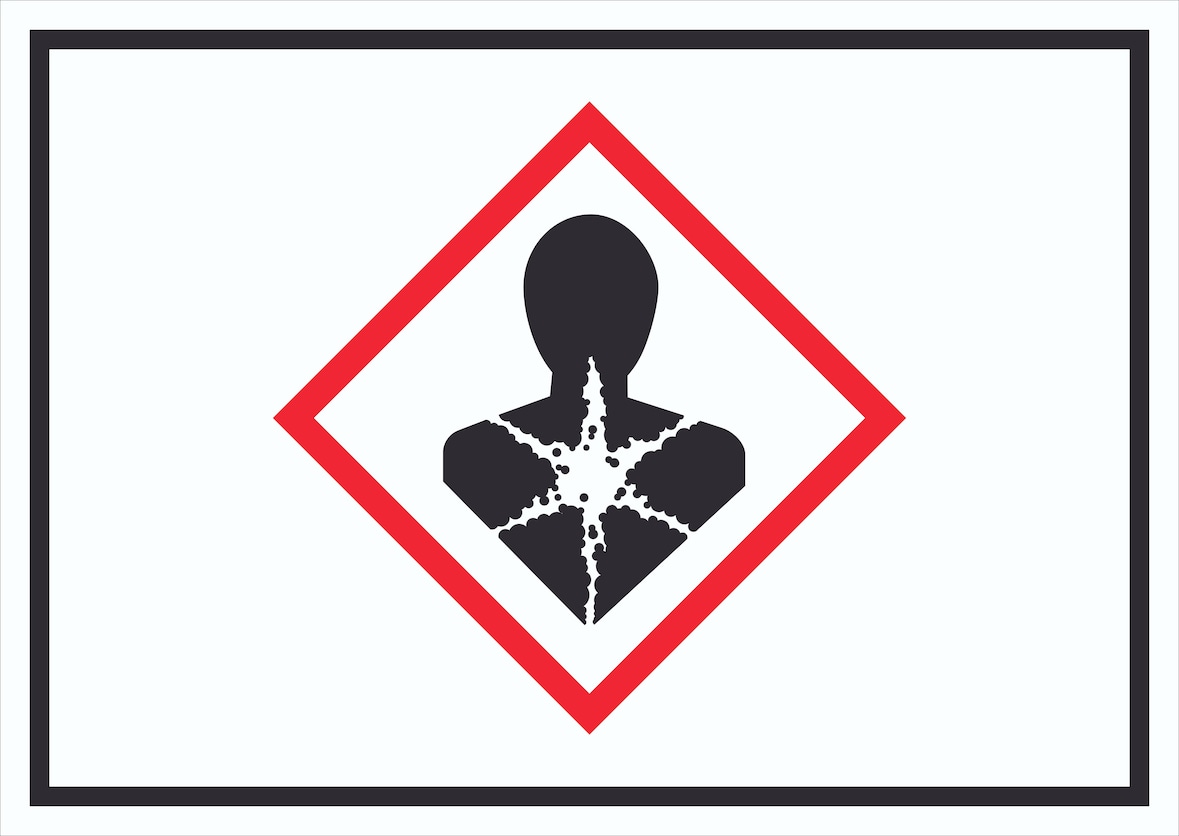 Schild Gesundheitsgefahr Symbol Sensibilisierung der Atemwege A5 (148x210mm)