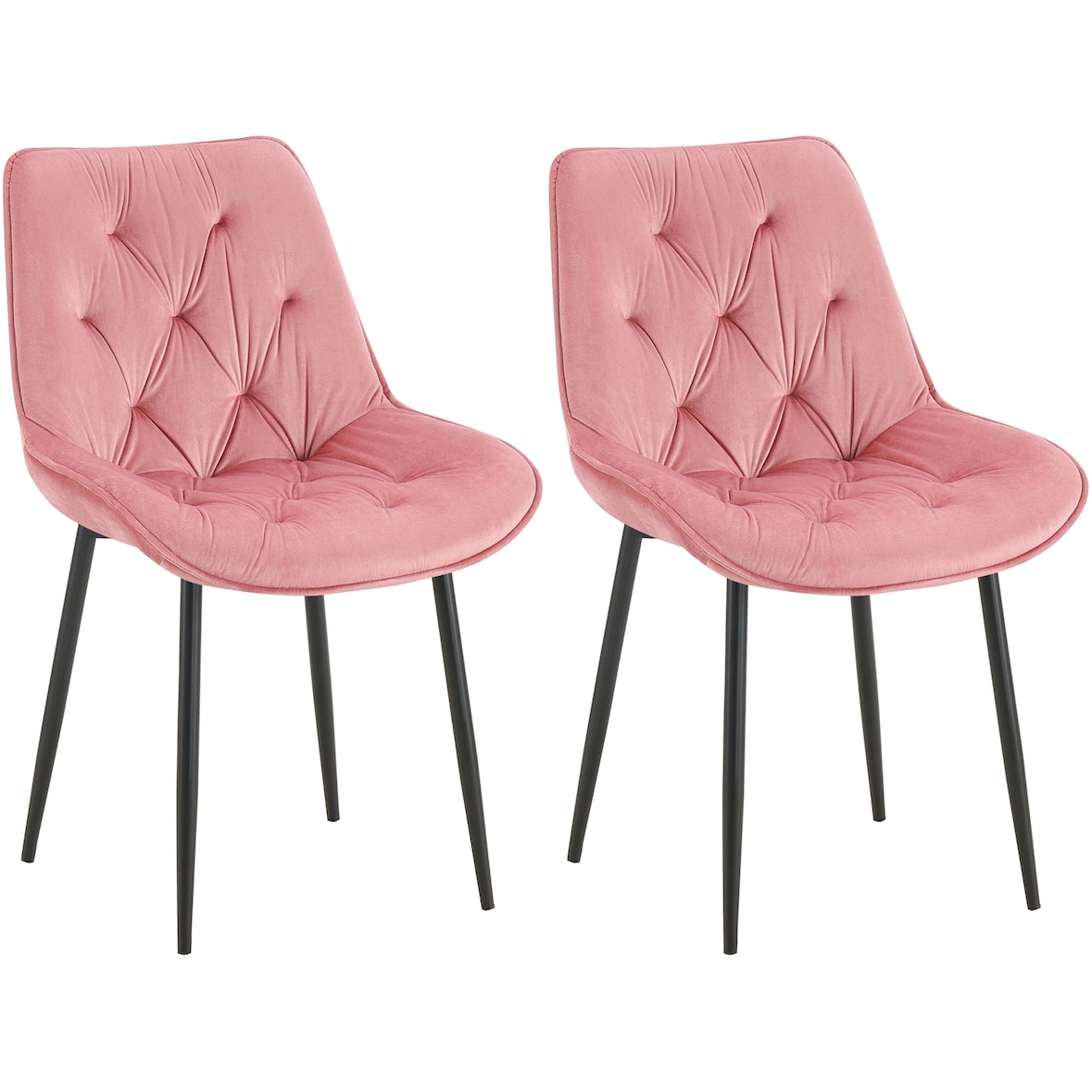 2er Set Esszimmerstuhl Wallace Samt rosa