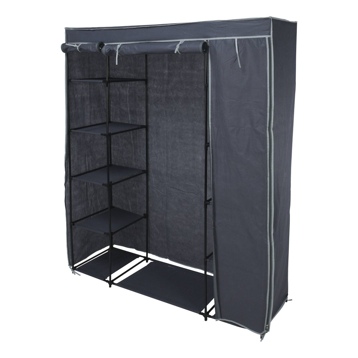 WellHome - Armário de arrumação para campismo com prateleiras, cinzento, 141x45x167cm