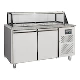 thumbnail of vaiotec bancone per insalate / 2 scomparti con porte, sovrastruttura in vetro, per 4x GN 1/1 "grigio", 1500 x 800 mm