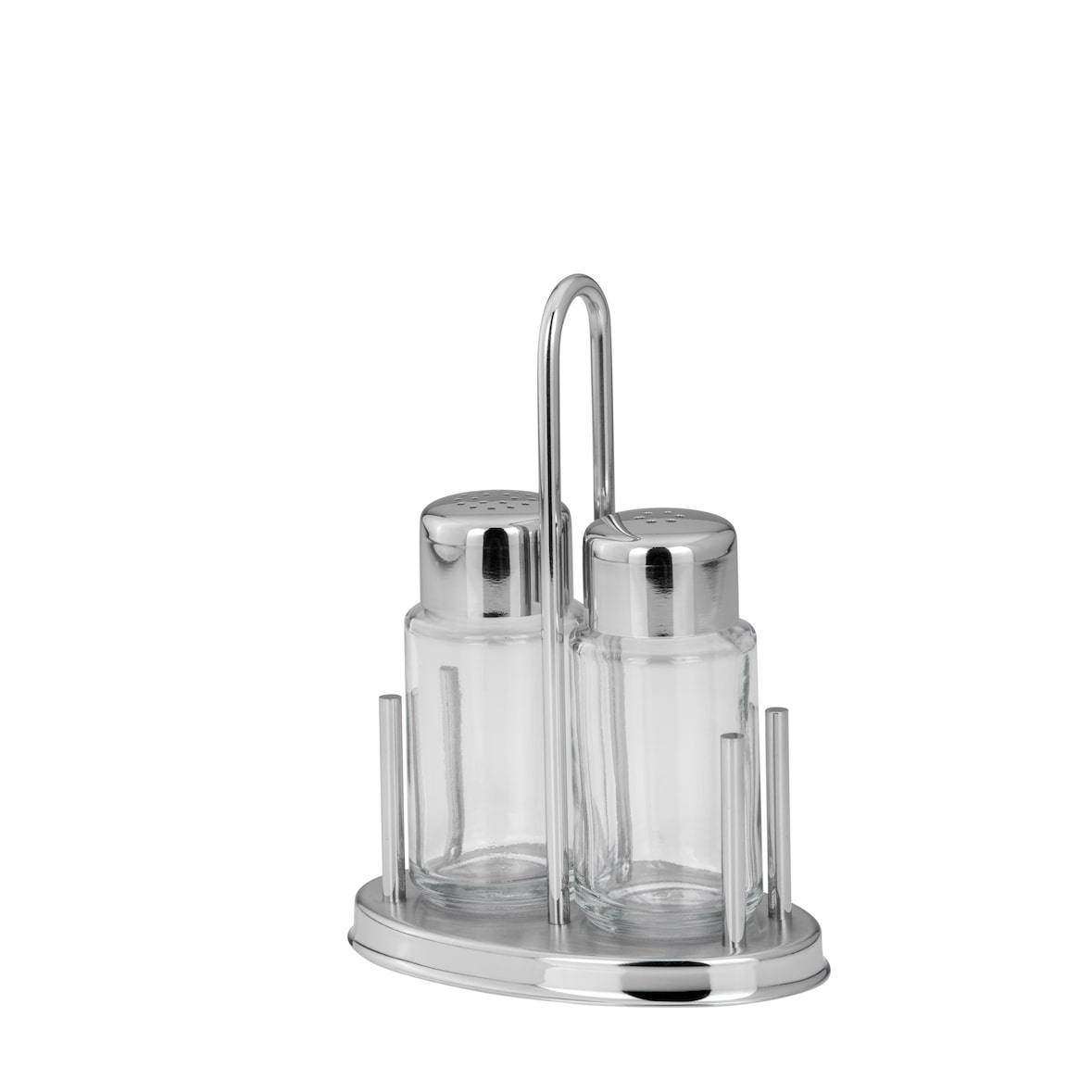Salz- & Pfeffer - Menage Set 2-teilig, je Flasche: H 8,5cm D 4,0cm, 50ml, Glas/Edelstahl