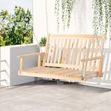 thumbnail of Outsunny banco columpio de madera de 2 plazas con reposabrazos cadenas ajustables y diseño listones carga 200 kg para jardín 117x69x60 cm natural