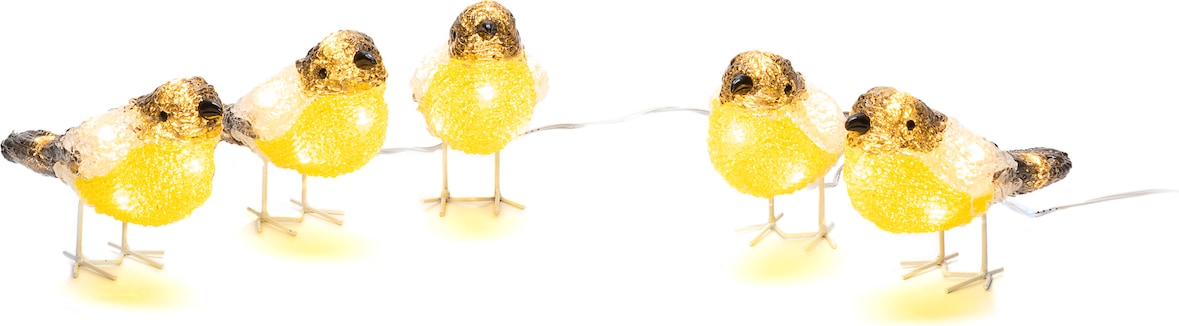 Konstsmide LED Acryl Vögel, 5er-Set, klar,24V, Aussen (IP44), 40 warm weiße Dioden , weißes Kabel - 6291-103